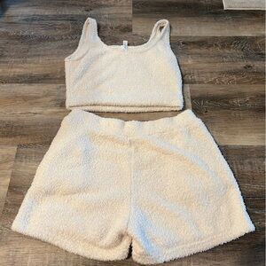 Cozy Cream Teddy Tank and Shorts Set
